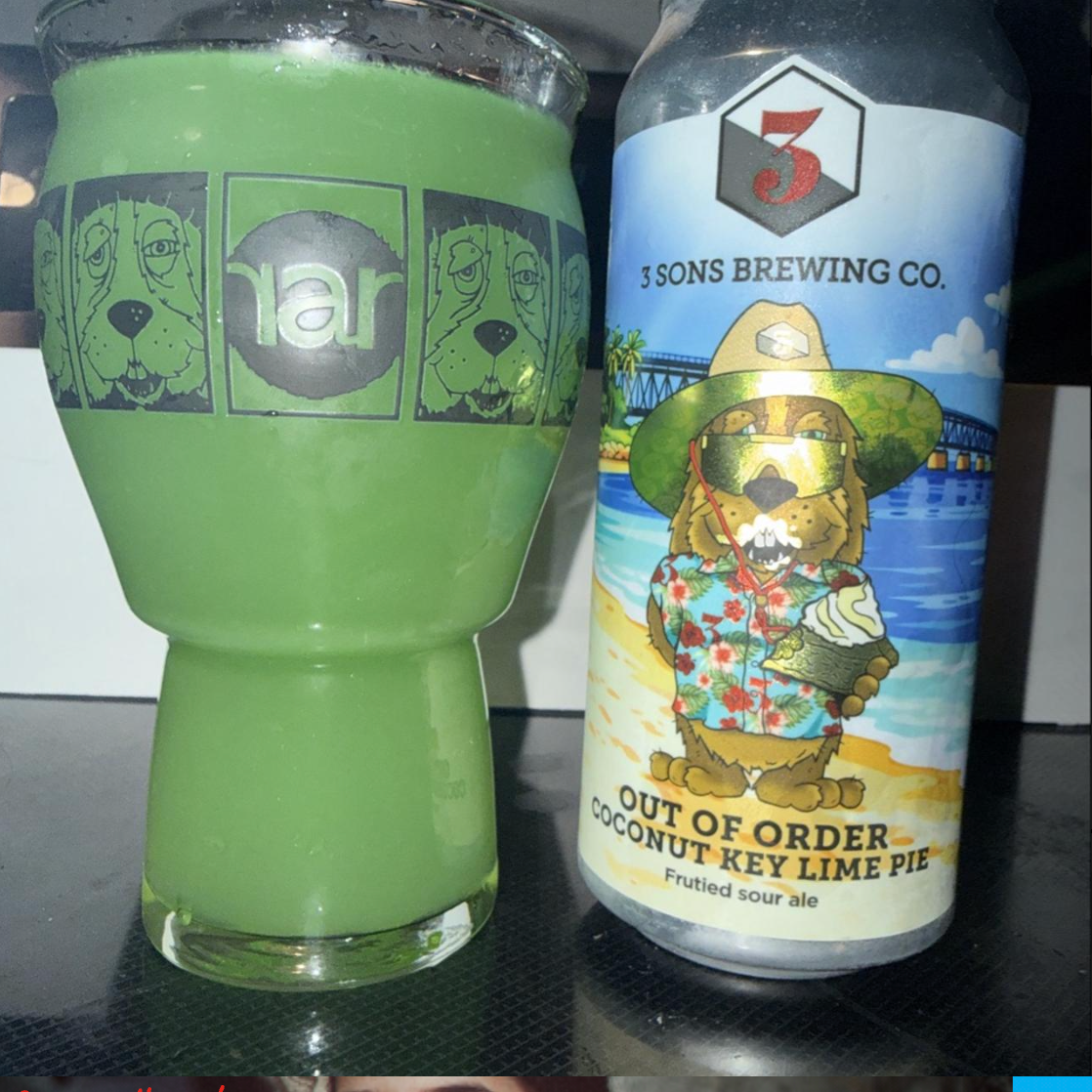 3 Sons Brewing Co. x RaR Brewing – Out of Order: Coconut Key Lime Pie

ABV: 6 % | Stil: Fruited Sour | Untappd: 3,77

Out of Order: Coconut Key Lime Pie er en dessertinspireret sour brygget i samarbejde mellem 3 Sons Brewing og RaR Brewing. Inspirationen kommer fra den klassiske key lime pie, hvor frisk lime, kokos, vanilje og kiksede tærtebundsnoter smelter sammen i et syrligt og cremet udtryk.