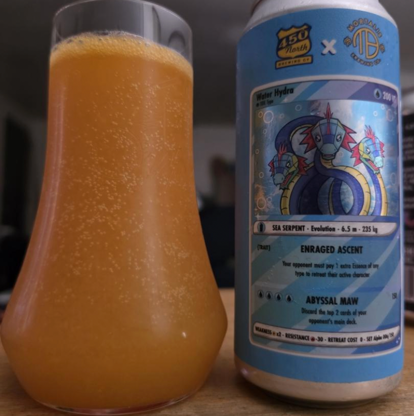 450 North Brewing Company × Mortalis Brewing Company – SLUSHY XXL: Water Hydra

ABV: 5,4 % | Stil: Sour – Smoothie / Pastry | Untappd: 4,22

SLUSHY XXL: Water Hydra er en eksplosiv og tropisk Smoothie Sour skabt i samarbejde mellem to af USA's mest spændende bryggerier inden for frugtmættede surøl: 450 North Brewing Company fra Columbus, Indiana, og Mortalis Brewing Company fra staten New York.

Begge bryggerier er kendt for deres kompromisløse tilgang til moderne Smoothie Sours, hvor enorme mængder frugt, 