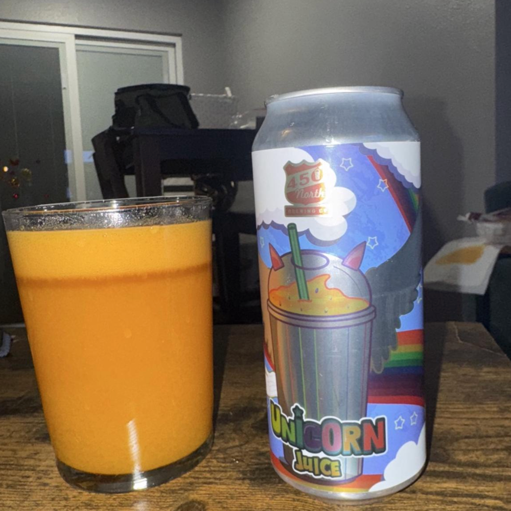 450 North Brewing Company – Slushy XL: Unicorn Juice

ABV: 5,3 % | Stil: Fruited Berliner Weisse / Smoothie Sour | Untappd: 4,27

En af de mest ikoniske øl i 450 Norths Slushy-serie. Unicorn Juice er brygget som en smoothie-inspireret sour og konditioneret på store mængder stjernefrugt, fersken, mango og pink guava, hvilket giver en eksplosiv tropisk frugtprofil.