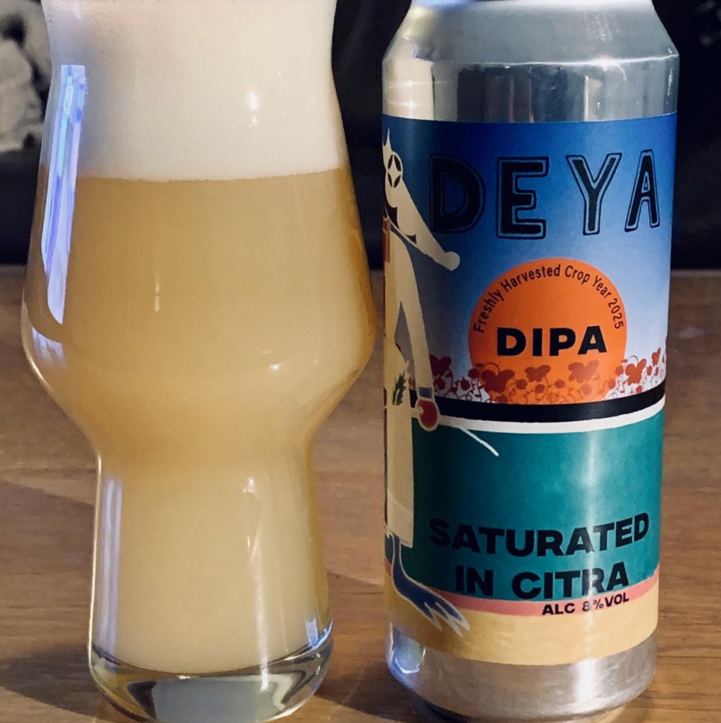 DEYA Brewing Company – Saturated In Citra (Crop Year 2025)
ABV: 8,0 % | Untappd: 4,25

Saturated In Citra er en aromatisk og saftig Double IPA, hvor Citra-humlen skinner med friske citrus- og tropiske aromaer.
