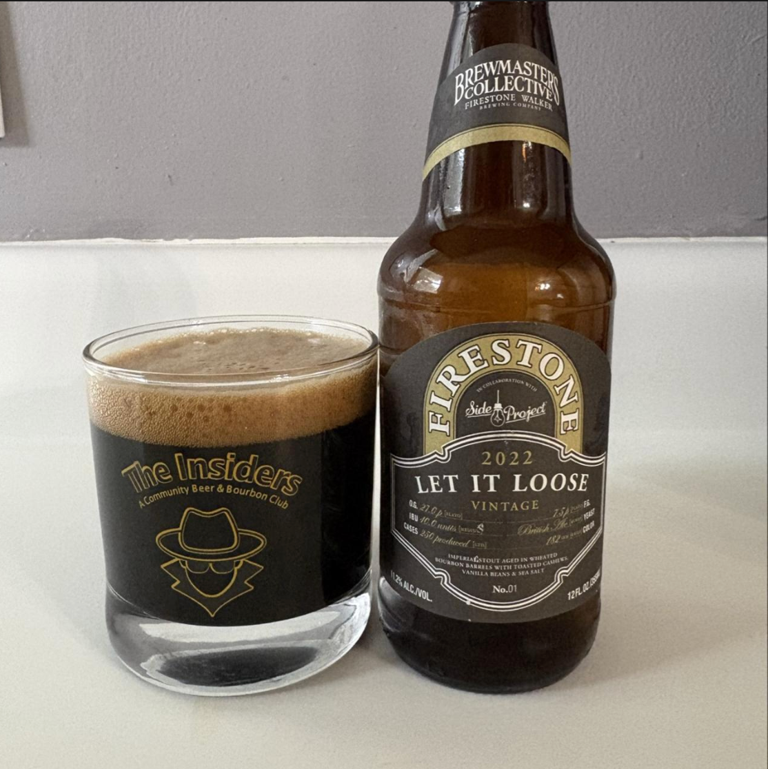 Firestone Walker x Side Project Brewing – Let It Loose (2022)

ABV: 11,2 % | Stil: Barrel Aged Imperial Stout | Untappd: 4,16

Et samarbejde mellem Firestone Walker og legendariske Side Project Brewing. Let It Loose er en massiv imperial stout brygget med store mængder specialmalt og havre, fadlagret i wheated bourbon barrels i et år og efterfølgende lagret med ristede cashewnødder, vaniljestænger og havsalt.
