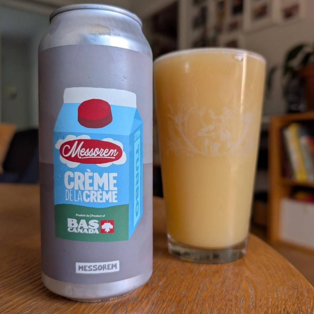 Messorem x Brasserie du Bas-Canada – Crème De La Crème

ABV: 8,5 % | Stil: Double New England IPA | Untappd: 4,34

Et samarbejde mellem to af Canadas absolutte mastodonter inden for hazy IPA'er. Crème De La Crème er brygget med Peacharine, Waimea, Nelson Sauvin, Citra og Citra Hyperboost, hvilket skaber en eksplosiv DIPA fyldt med tropisk frugt, citrus og den karakteristiske New Zealand-karakter fra Nelson og Peacharine.