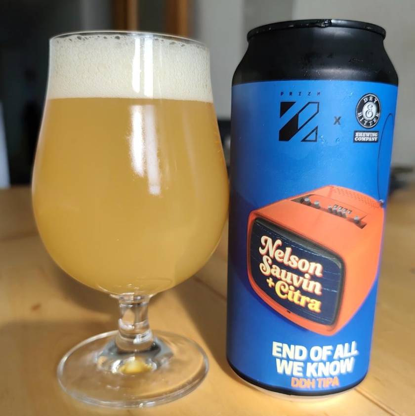 Prizm Brewing Co. x Dry & Bitter Brewing – End of All We Know

ABV: 9 % | Stil: Triple New England IPA | Untappd: 4,03

End of All We Know er et samarbejde mellem franske Prizm Brewing og danske Dry & Bitter Brewing. Denne DDH Triple New England IPA er humlet med Citra T90, Citra Cryo, Citra HyperBoost samt Nelson Sauvin Cryo, Nelson Bliss Process og Nelson Subzero Hop Kief. Resultatet er en massiv, men utrolig velafbalanceret TIPA med enorm frugtintensitet og en silkeblød mundfølelse.
