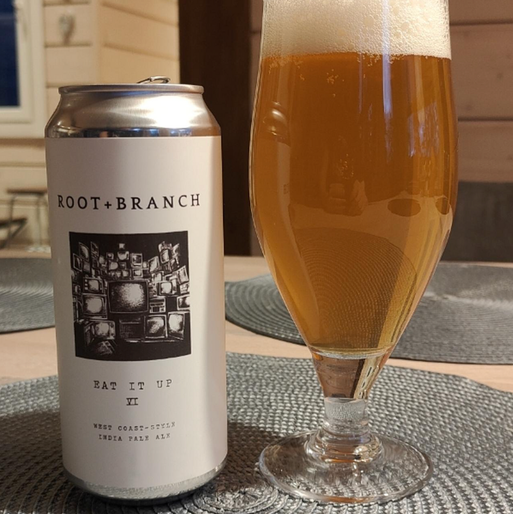 Root + Branch Brewing – Eat It Up VI

ABV: 7,0 % | Stil: West Coast IPA | Untappd: ca. 4,1

En moderne fortolkning af den klassiske West Coast IPA, hvor bitterhed, klarhed og humleprofil er i fokus uden unødvendig støj.