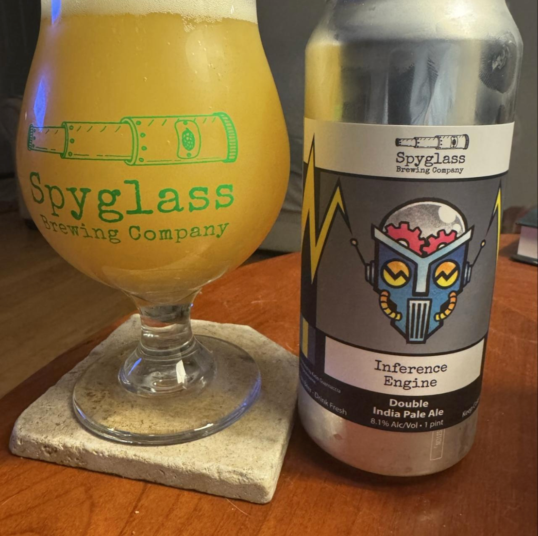 Spyglass Brewing Company – Inference Engine

ABV: 8,1 % | Stil: New England / Hazy Double IPA | Untappd: 4,22

En moderne DIPA fra Spyglass, dobbelt tørhumlet med Citra, Motueka samt Citra Incognito og Motueka hop kief. Den rammer en klassisk hazy profil med både citrus, tropisk frugt og en let NZ-kant.