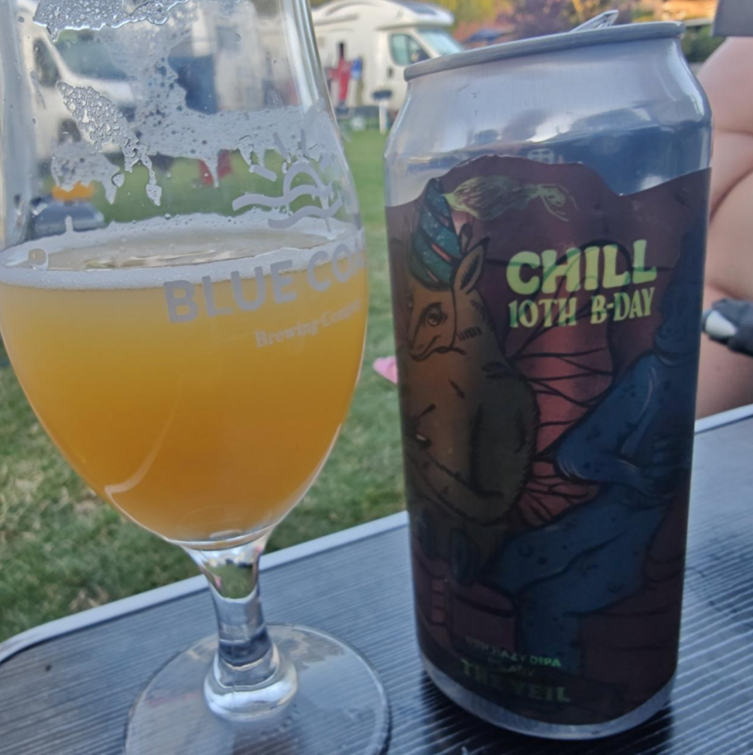 The Veil Brewing Co. – Chill 10th B-Day

ABV: 8 % | Stil: Double New England IPA | Untappd: 4,16

Chill 10th B-Day er The Veils jubilæumsudgave af deres ikoniske Chill B-Day, brygget i anledning af bryggeriets 10-års jubilæum. Til denne version har bryggeriet opdateret maltbasen for at gøre øllen endnu mere hazy, blød og saftig, inden den blev dobbelttørhumlet med Mosaic, Citra, Nelson Sauvin, El Dorado, Simcoe, Motueka, Krush samt Citra og Mosaic LupoMax. Resultatet er en intens og silkeblød Double New Eng
